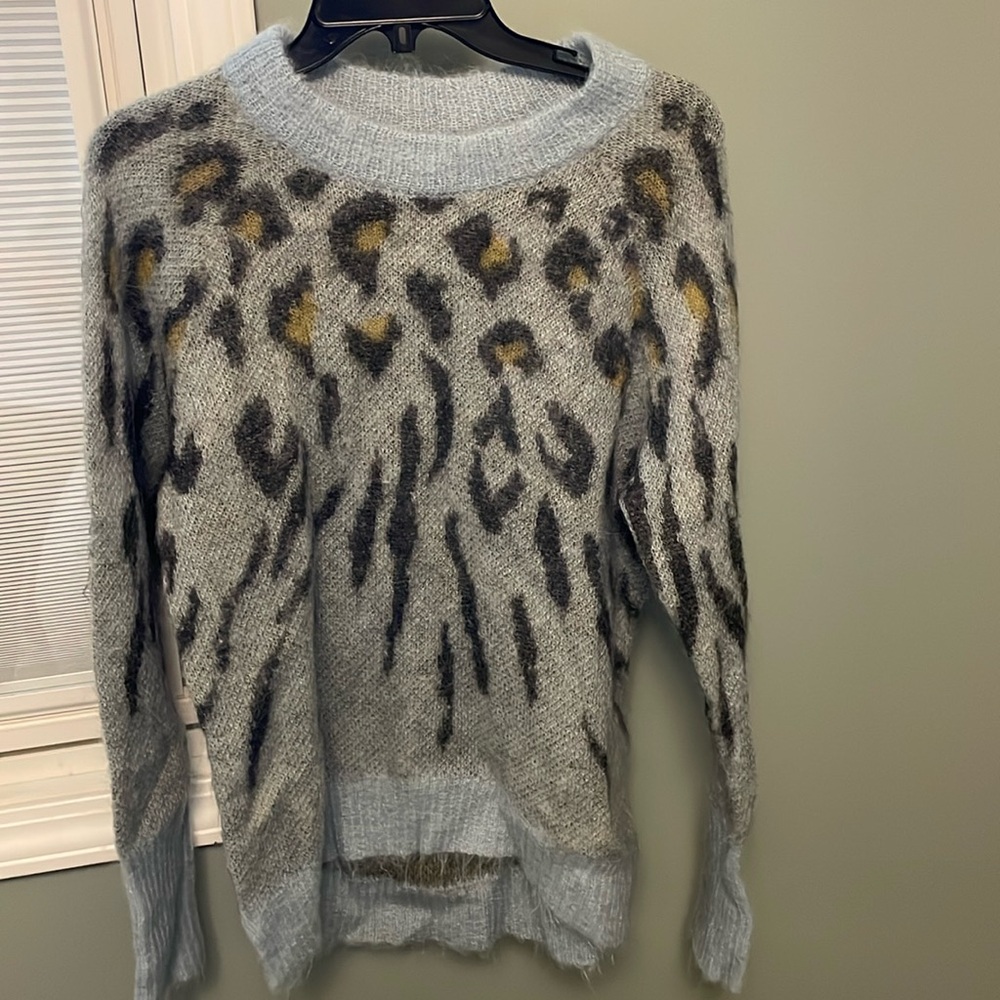 Allsaints tiger print blue sweater size s